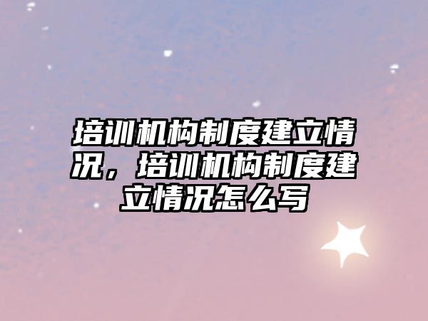 培訓機構制度建立情況，培訓機構制度建立情況怎么寫