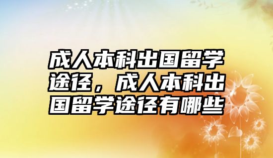 成人本科出國留學(xué)途徑，成人本科出國留學(xué)途徑有哪些