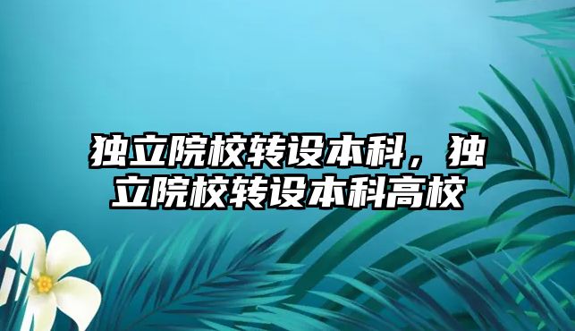 獨立院校轉設本科，獨立院校轉設本科高校