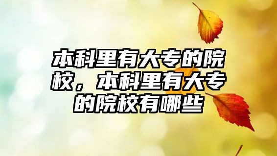 本科里有大專的院校，本科里有大專的院校有哪些