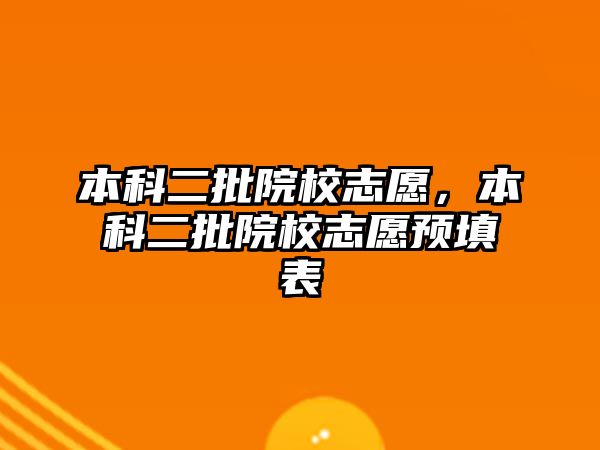 本科二批院校志愿，本科二批院校志愿預(yù)填表