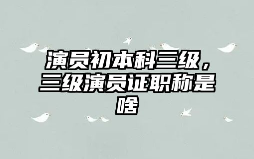 演員初本科三級(jí)，三級(jí)演員證職稱是啥