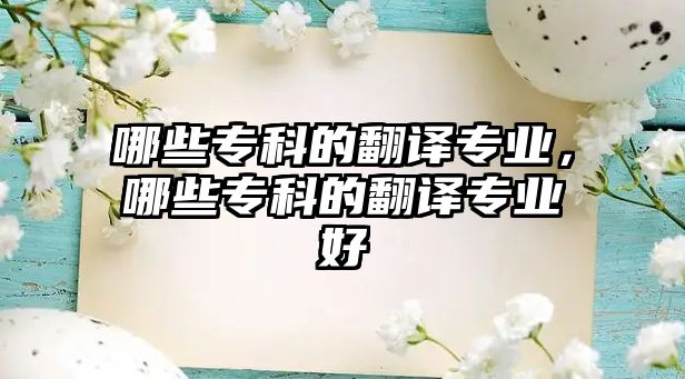 哪些專科的翻譯專業(yè)，哪些專科的翻譯專業(yè)好