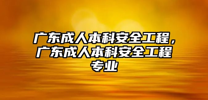 廣東成人本科安全工程，廣東成人本科安全工程專業(yè)