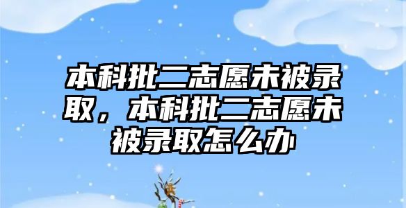 本科批二志愿未被錄取，本科批二志愿未被錄取怎么辦