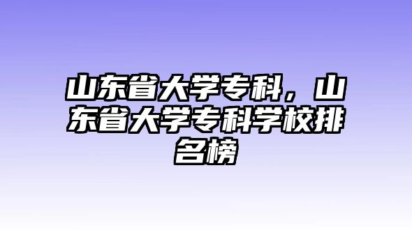 山東省大學(xué)專科，山東省大學(xué)專科學(xué)校排名榜