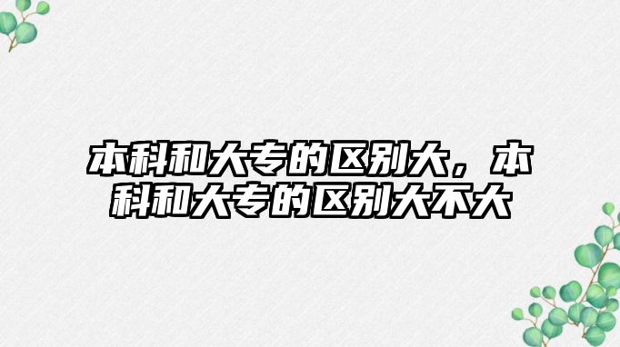 本科和大專的區(qū)別大，本科和大專的區(qū)別大不大