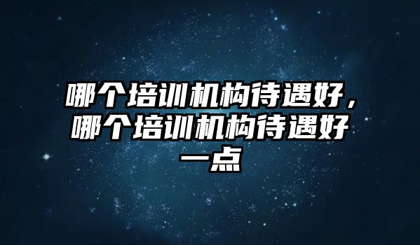 哪個培訓(xùn)機構(gòu)待遇好，哪個培訓(xùn)機構(gòu)待遇好一點