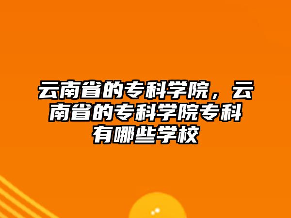 云南省的專科學(xué)院，云南省的專科學(xué)院專科有哪些學(xué)校