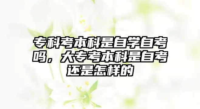 專科考本科是自學(xué)自考嗎，大專考本科是自考還是怎樣的