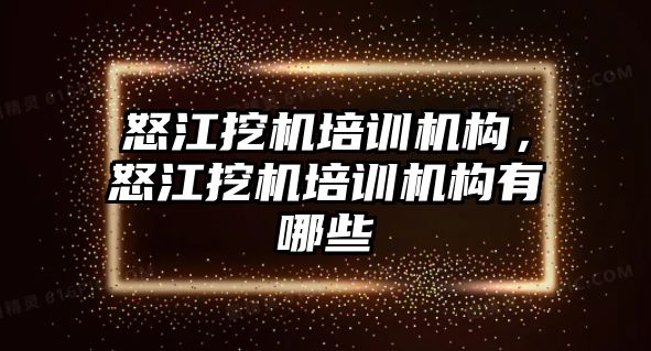 怒江挖機培訓(xùn)機構(gòu)，怒江挖機培訓(xùn)機構(gòu)有哪些