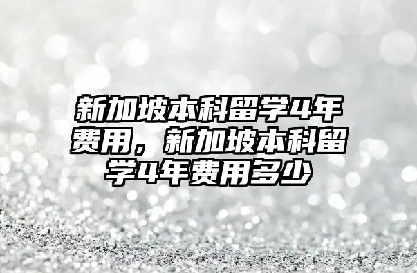 新加坡本科留學4年費用，新加坡本科留學4年費用多少