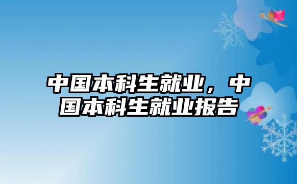 中國(guó)本科生就業(yè)，中國(guó)本科生就業(yè)報(bào)告