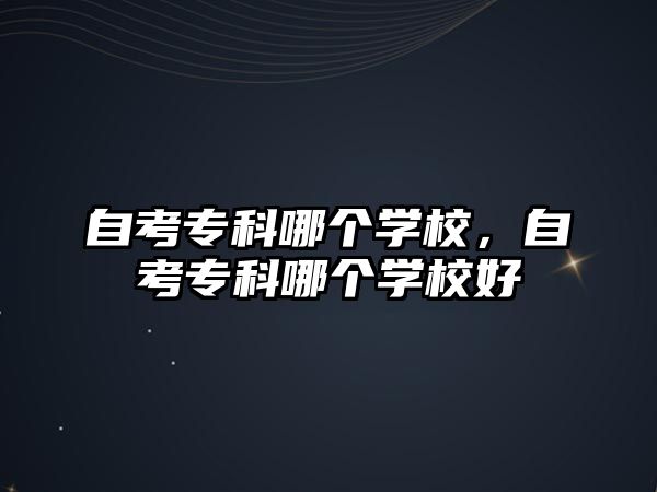 自考專科哪個學校，自考專科哪個學校好