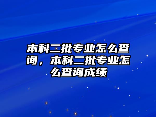 本科二批專業(yè)怎么查詢，本科二批專業(yè)怎么查詢成績