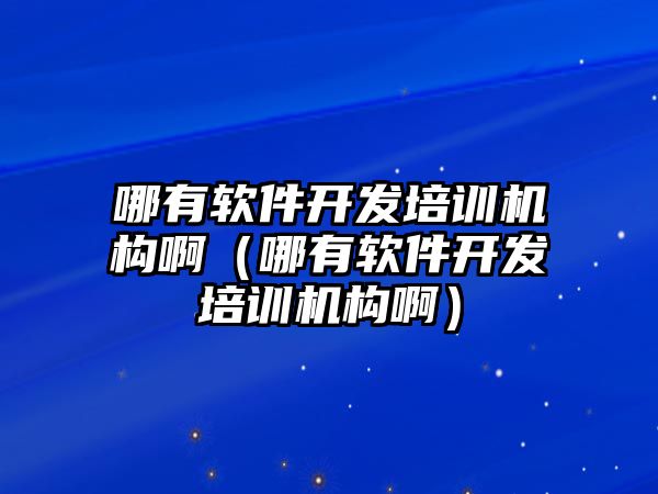 哪有軟件開發(fā)培訓(xùn)機(jī)構(gòu)啊（哪有軟件開發(fā)培訓(xùn)機(jī)構(gòu)啊）