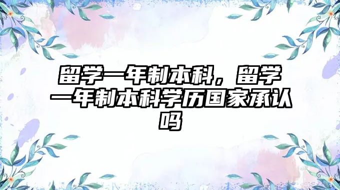 留學一年制本科，留學一年制本科學歷國家承認嗎