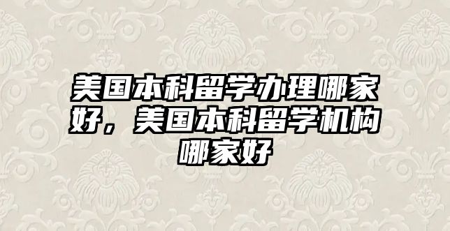 美國(guó)本科留學(xué)辦理哪家好，美國(guó)本科留學(xué)機(jī)構(gòu)哪家好