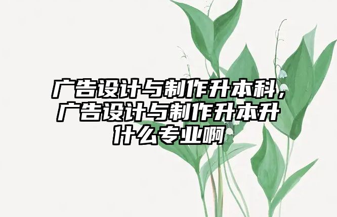 廣告設(shè)計與制作升本科，廣告設(shè)計與制作升本升什么專業(yè)啊