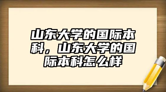 山東大學的國際本科，山東大學的國際本科怎么樣