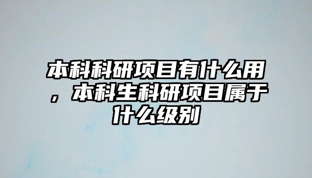 本科科研項目有什么用，本科生科研項目屬于什么級別