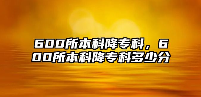 600所本科降專科，600所本科降專科多少分