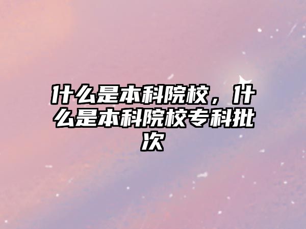 什么是本科院校，什么是本科院校專科批次