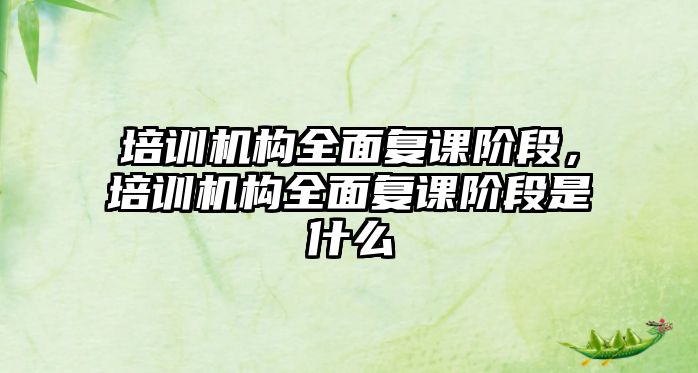 培訓(xùn)機構(gòu)全面復(fù)課階段，培訓(xùn)機構(gòu)全面復(fù)課階段是什么