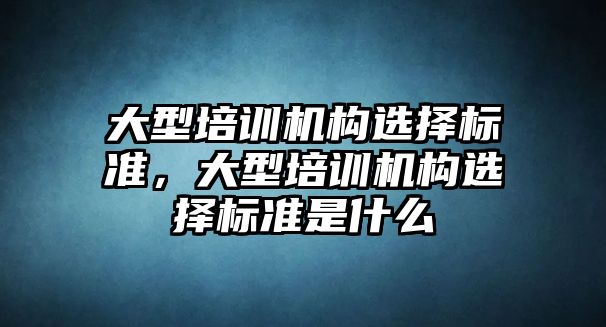 大型培訓(xùn)機(jī)構(gòu)選擇標(biāo)準(zhǔn)，大型培訓(xùn)機(jī)構(gòu)選擇標(biāo)準(zhǔn)是什么