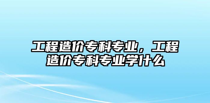 工程造價專科專業(yè)，工程造價專科專業(yè)學什么