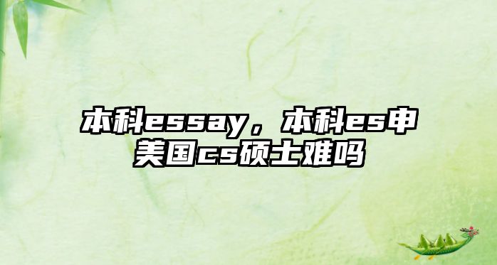 本科essay，本科es申美國cs碩士難嗎