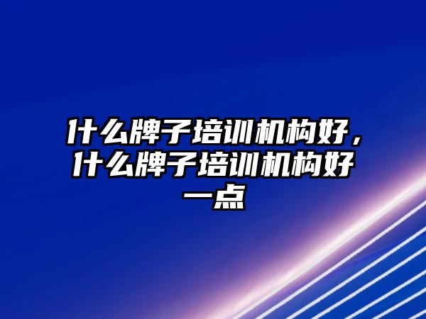 什么牌子培訓(xùn)機(jī)構(gòu)好，什么牌子培訓(xùn)機(jī)構(gòu)好一點(diǎn)