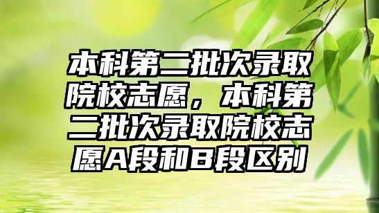 本科第二批次錄取院校志愿，本科第二批次錄取院校志愿A段和B段區(qū)別