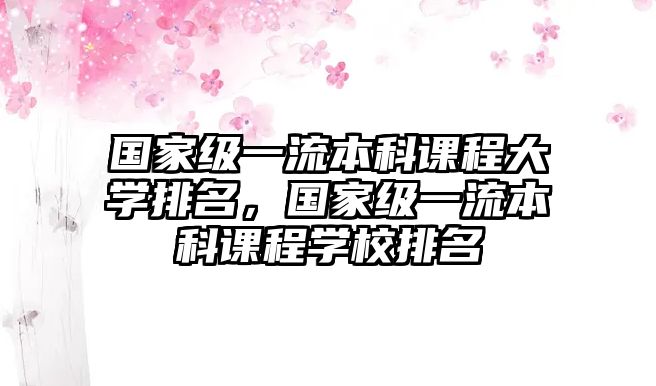 國家級一流本科課程大學(xué)排名，國家級一流本科課程學(xué)校排名