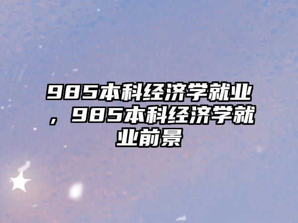 985本科經濟學就業(yè)，985本科經濟學就業(yè)前景