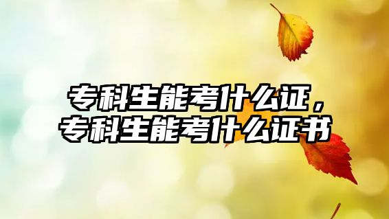 專科生能考什么證，專科生能考什么證書