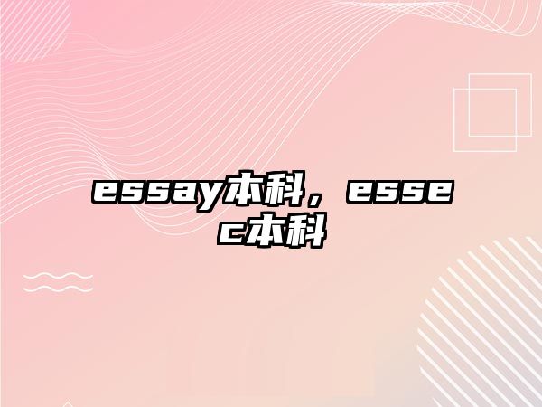 essay本科，essec本科