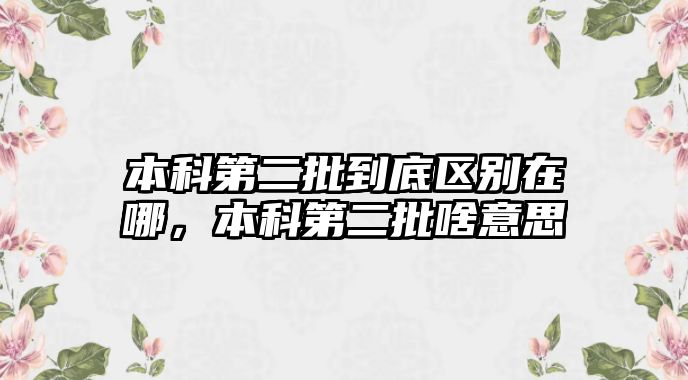 本科第二批到底區(qū)別在哪，本科第二批啥意思