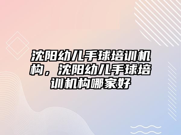 沈陽幼兒手球培訓機構，沈陽幼兒手球培訓機構哪家好