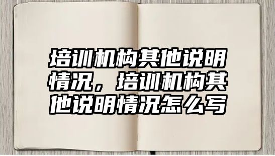 培訓(xùn)機構(gòu)其他說明情況，培訓(xùn)機構(gòu)其他說明情況怎么寫