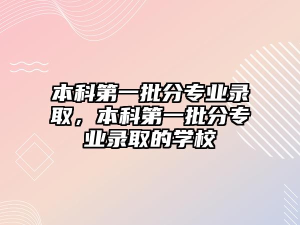 本科第一批分專業(yè)錄取，本科第一批分專業(yè)錄取的學(xué)校