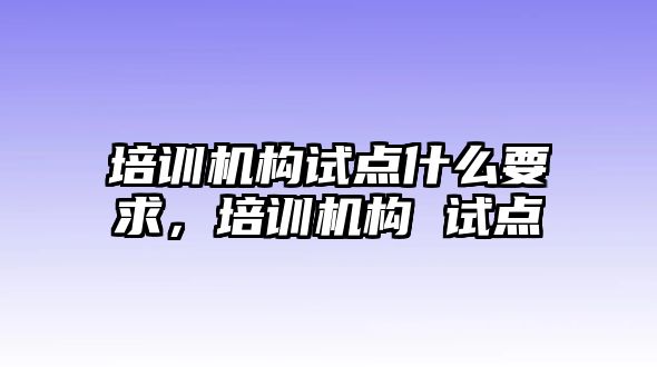 培訓機構(gòu)試點什么要求，培訓機構(gòu) 試點