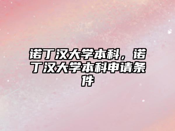 諾丁漢大學本科，諾丁漢大學本科申請條件