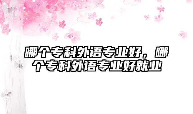 哪個(gè)專科外語專業(yè)好，哪個(gè)專科外語專業(yè)好就業(yè)