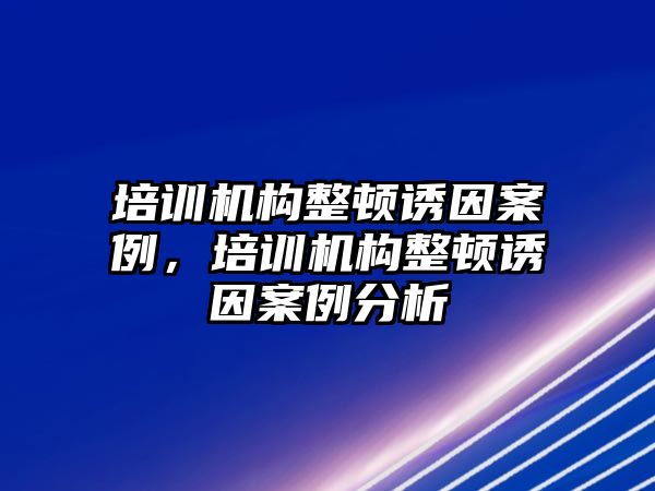 培訓機構整頓誘因案例，培訓機構整頓誘因案例分析