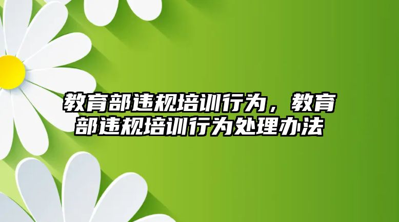 教育部違規(guī)培訓(xùn)行為，教育部違規(guī)培訓(xùn)行為處理辦法