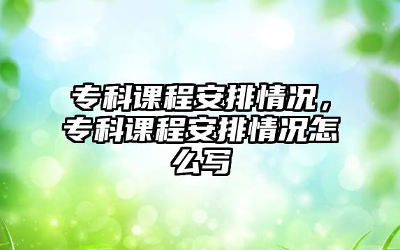 ?？普n程安排情況，?？普n程安排情況怎么寫