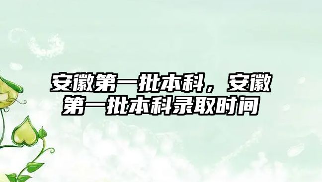 安徽第一批本科，安徽第一批本科錄取時間