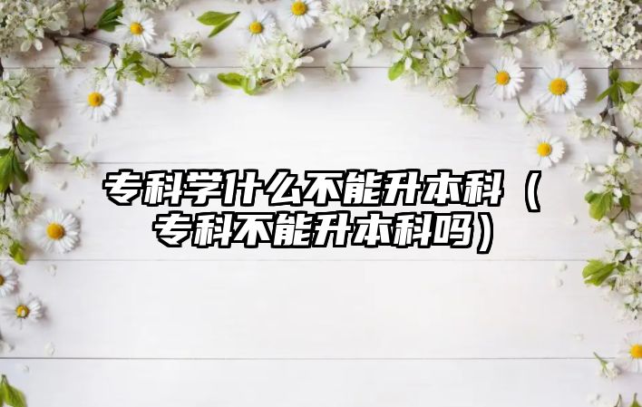 專(zhuān)科學(xué)什么不能升本科（專(zhuān)科不能升本科嗎）