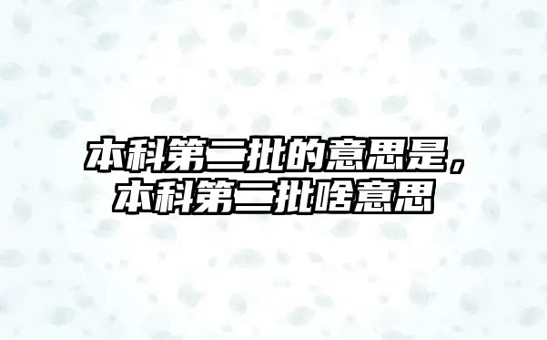 本科第二批的意思是，本科第二批啥意思